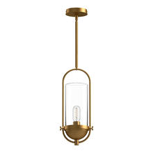 Alora Lighting PD539018AGCL - Cyrus 8-in Aged Gold/Clear Glass 1 Light Pendant