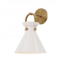 Alora Lighting WV412509AGGO - Emerson 9-in Aged Gold/Glossy Opal Glass 1 Light Wall/Vanity