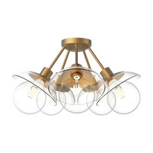 Alora Lighting SF517220AGCL - Francesca 20-in Aged Gold/Clear Glass 5 Lights Semi Flush Mount