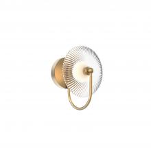 Alora Lighting WV417801BGCR - Hera 9-in Brushed Gold/Clear Ribbed Glass LED Wall/Vanity