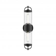 Alora Lighting EW461102BKCB - Lancaster 5-in Clear Bubble Glass/Textured Black 2 Lights Exterior Wall Sconce