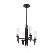 Alora Lighting CH335418MBCR - Torres 18-in Clear Ribbed Glass/Matte Black 4 Lights Chandeliers