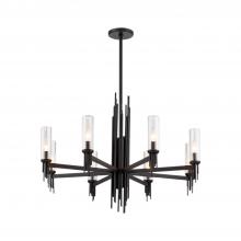 Alora Lighting CH335836MBCR - Torres 36-in Clear Ribbed Glass/Matte Black 8 Lights Chandeliers