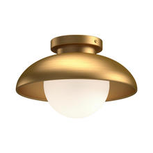 Alora Lighting FM522016AGOP - Rubio 16-in Aged Gold/Opal Matte Glass 1 Light Flush Mount