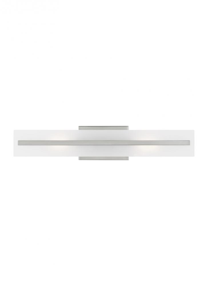 Dex contemporary 2-light LED indoor dimmable medium bath vanity wall sconce in brushed nickel silver