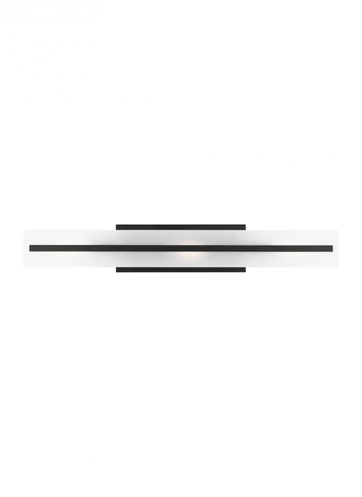 Dex contemporary 3-light LED indoor dimmable large bath vanity wall sconce in midnight black finish