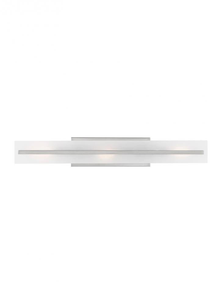 Dex contemporary 3-light LED indoor dimmable large bath vanity wall sconce in brushed nickel silver