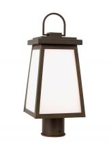 Visual Comfort & Co. Studio Collection 8248401EN3-71 - Founders modern 1-light LED outdoor exterior post lantern in antique bronze finish with clear glass