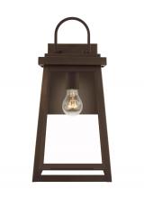 Visual Comfort & Co. Studio Collection 8748401-71 - Founders modern 1-light outdoor exterior large wall lantern sconce in antique bronze finish with cle