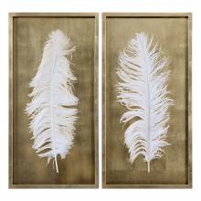 Uttermost 04057 - Uttermost White Feathers Gold Shadow Box S/2